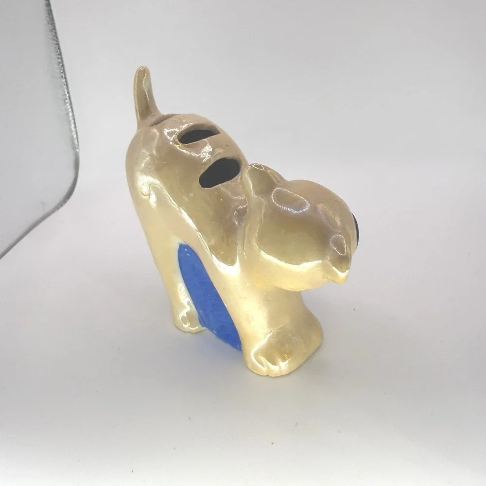 Lusterware Gold Castle Cat 1930's figural ceramic TOOTHBRUSH‎ HOLDER Japan